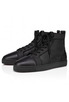 Christian Louboutin Louis Sneakers En Cuir De Veau Et De Jacquard Noir