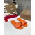 Christian Louboutin CL Mule en Cuir de Veau Orange Chaussures Christian Louboutin