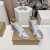 Christian Louboutin Lou Spikes High-top Sneakers en Cuir et Tissu Argenté