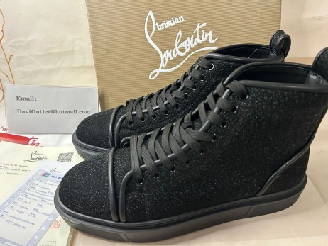 Christian Louboutin Adolon High-Top Sneaker Leder Schwarz Christian Louboutin Schuhe