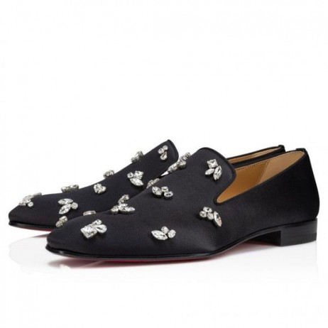 Christian Louboutin Löwenzahn Queenie Loafer Crepe Satin Strass Queeny Schwarz Christian Louboutin Schuhe