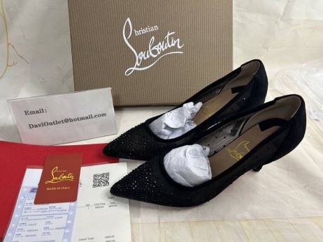 Christian Louboutin Follies Strass Pumpen Mesh und Veau Velours Schwarz