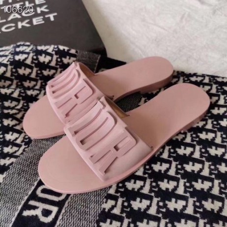 Dior Pink Leather Logo Flat Sandals
