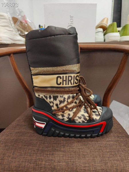 Dior Snow Ankle Boot Braun Schräg Glänzende Nylon