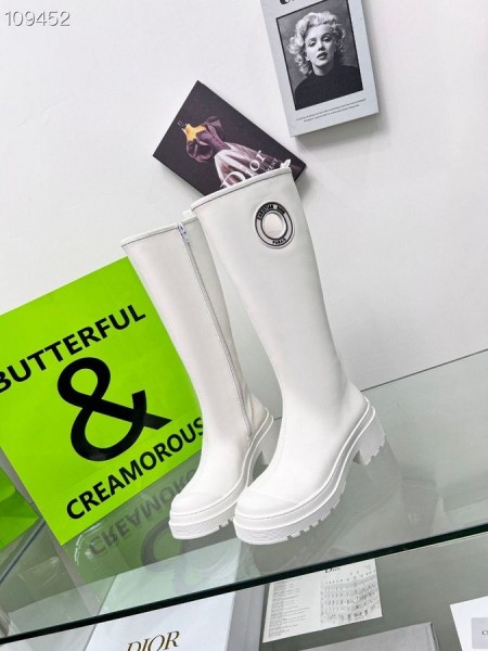 Dior Symbol-Boot-White Geschmeidig Echtes Kalbsleder