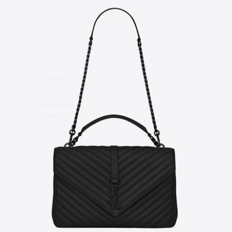 Saint Laurent College Große Alle Schwarz Matelasse Ledertasche
