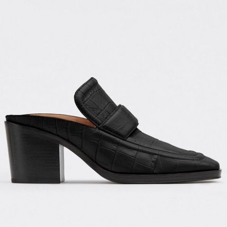 Bottega Veneta Mules Schwarzes Krokodil Geprägtes Leder Bottega Veneta Schuhe