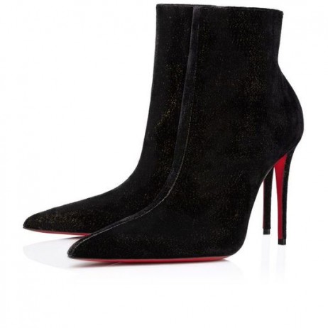 Christian Louboutin Kate Max Booty 100mm Stiefeletten Velvet d ' Or Schwarz
