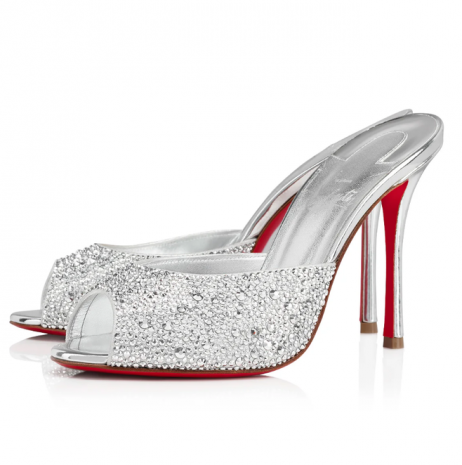 Christian Louboutin Me-Dolly Strass Pumpen 100 mm Wildleder Strass Verziert Silber