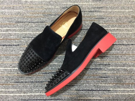 Christian Louboutin Spooky RXL-Veloursleder-Loafer mit Nieten-Schwarz