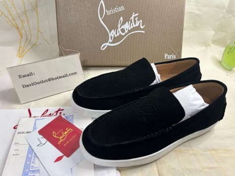 Christian Louboutin Varsiboat Boot Schuhe Veau Velours Schwarz