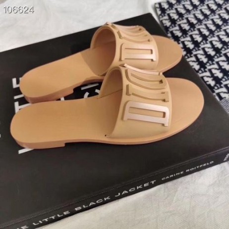 Dior Metall-Logo Hausschuhe Apricot