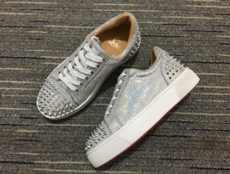 Christian Louboutin Vieirissima 2 Orlato Flache Glitter Turnschuhe Silber