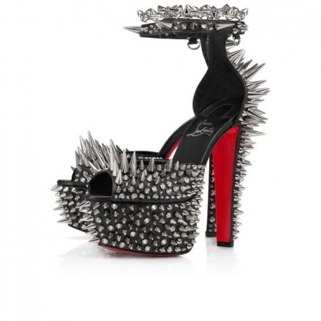 Christian Louboutin Estepic Sandale Alta 160 Mm Riemchen-Sandalen Aus Nappa-Leder Und Spikes Schwarz