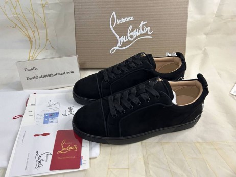 Christian Louboutin Fun Louis Junior Sneakers Low-top-Logo-Prägung Veau Velours Schwarz