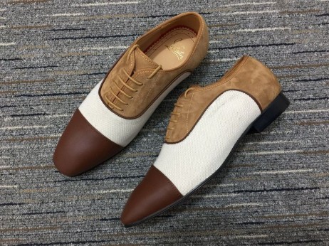 Christian Louboutin Greggo Oxfords Veau Velours-Rindsleder Weiß Braun
