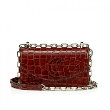 Christian Louboutin Loubi54 Mini Crossbody Tasche Alligator-Embossed Calf Leather Acajou