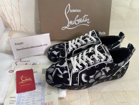 Christian Louboutin Louis Junior Orlato Turnschuhe Petunia Schwarz Gedruckt, Christian Louboutin Schuhe