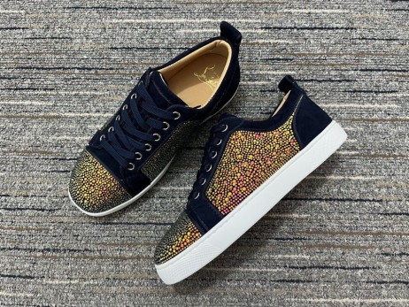 Christian Louboutin Louis Junior Strass Turnschuhe Wildleder Leder Multicolor