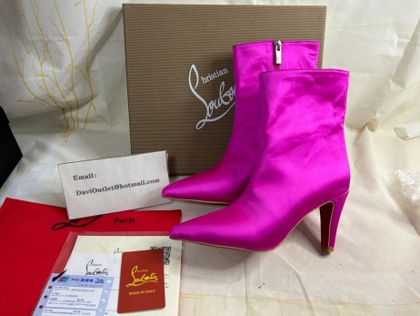 Christian Louboutin Vibella Ankle Boots 85mm Satin Holly Pink