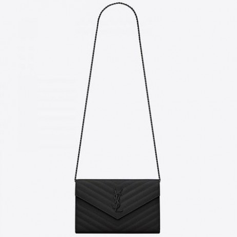 Saint Laurent WOC Monogramm Kette Brieftasche Alle Schwarz Saint Laurent Taschen