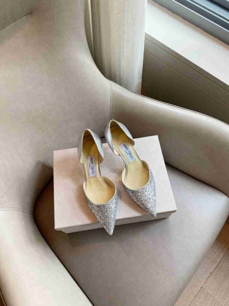 Jimmy Choo 65mm Pumpen Glitter Degrade Stoff Silber