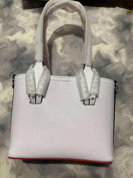 Christian Louboutin Cabata Tote Bag Patent Leder Weiß