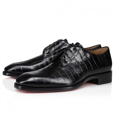 Christian Louboutin Chambeliss Derbys Alligator-Embossed Calf Leather Black CL-Schuhe