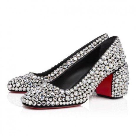 Christian Louboutin Minny Maxi Strass 70 Mm Pumpen Wildleder Und Strass-Silber