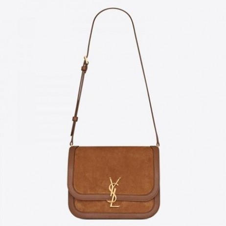 Saint Laurent Solferino Medium Soft Bag Brown Suede Saint Laurent Taschen
