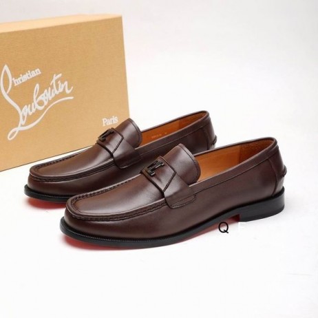 Christian Louboutin Logo Verschönerung Loafer Kalbsleder Kaffee