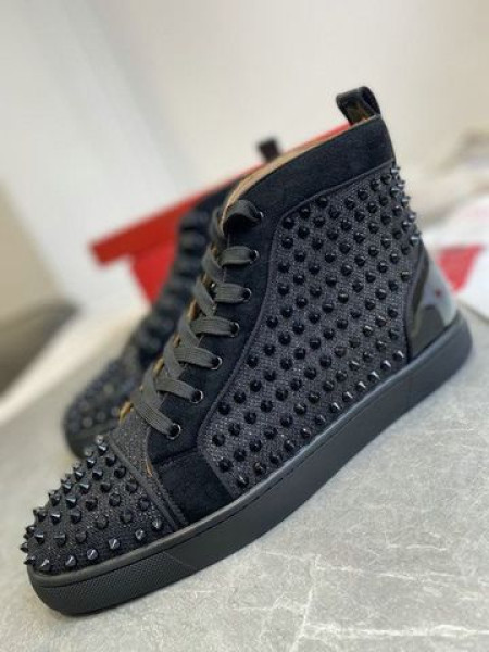 Christian Louboutin Louis Orlato High top Sneakers Veau Velours-und Lackleder Schwarz
