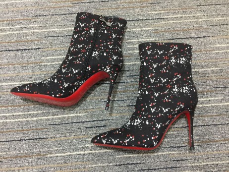 Christian Louboutin So Kate Booty Ankle Boots 100mm Toile Splash Multicolor