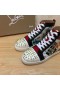 Christian Louboutin Lou Spikes Orlato High-top Sneakers aus Samt und Kalb Multicolor