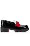 Christian Louboutin Penny Lug Frau Faulenzer Rindsleder Und Rot Veau Velours
