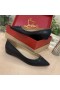 Christian Louboutin Studded Anjalina Wohnungen Kalbsleder Schwarz CL-Schuhe