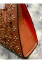 Christian Louboutin Paloma Medium Top Handle Bag Kalb und Gold Spikes Loubinthesky dunkelbraun