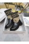 Dior D-Dur-Ankle Boot-Stoff Taupe Schwarz Kalbsleder