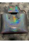 Christian Louboutin Cabata Tote Bag Metallic Leder Silber