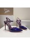 Christian Louboutin Goldina Regen 100mm Pumpen Kristall Verschönert Patent, Lila, Blau