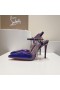 Christian Louboutin Goldina Regen 100mm Pumpen Kristall Verschönert Patent, Lila, Blau