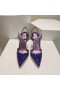 Christian Louboutin Goldina Regen 100mm Pumpen Kristall Verschönert Patent, Lila, Blau