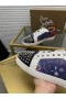 Christian Louboutin Louis Junior Spikes Turnschuhe Floral Print Leder Multicolor