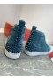 Christian Louboutin Louis Spikes 2 High-top Turnschuhe Wildleder Blau CL-Schuhe