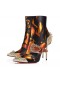 Christian Louboutin Womenphis Pic Beute 100 Mm-Niedrige Stiefel Kalb Leder Auf Feuer Rodeo