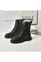 Jimmy Choo Ritter Knöchel-Platz Ferse Martin Rindsleder Lace Up Black Boots