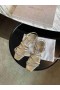 Jimmy Choo Meira Gold Leder Sandalen Kristall-Verzierung