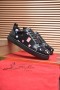 Christian Louboutin Männer, Low-top Sneaker aus Stoff mit Spikes Schwarz CL-Schuhe