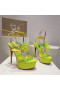 Christian Louboutin Alyah Plattform Sandalen 150mm Iridescent PVC Neon Gelb