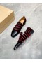 Christian Louboutin Männer Schuhe Stripe Logo-Stickerei Samt Schwarz Rot